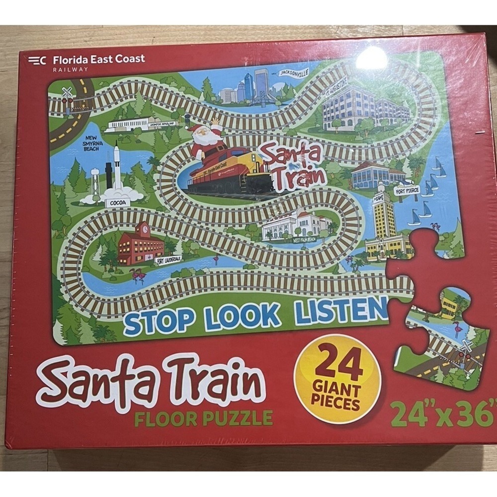 Santa Train Floor Puzzle Florida East‎ Coast Railway 24 Pieces Christmas Sealed